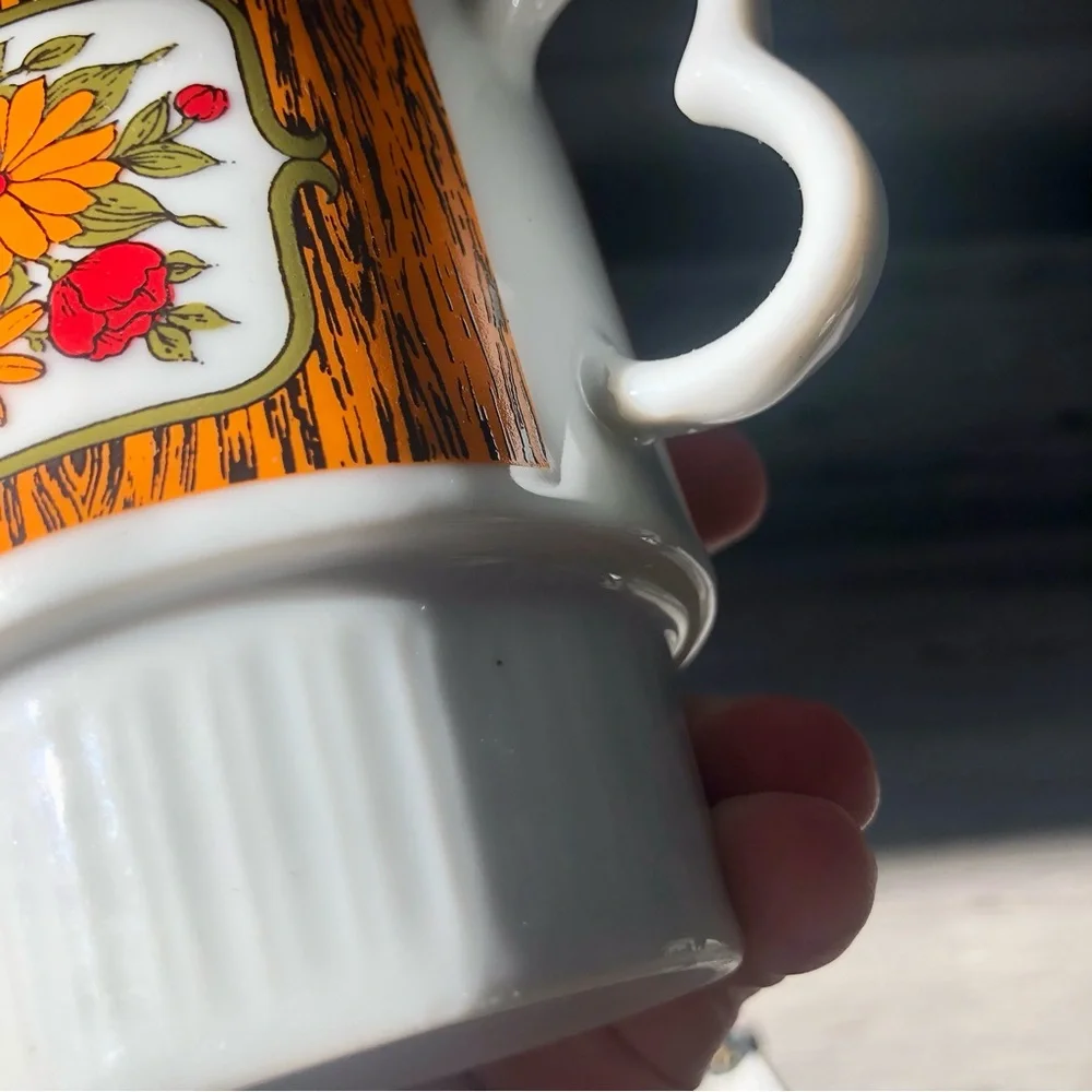 Vintage 1970s Made in Japan Ceramic MCM Floral Stackable Mugs - Picture 14 of 15